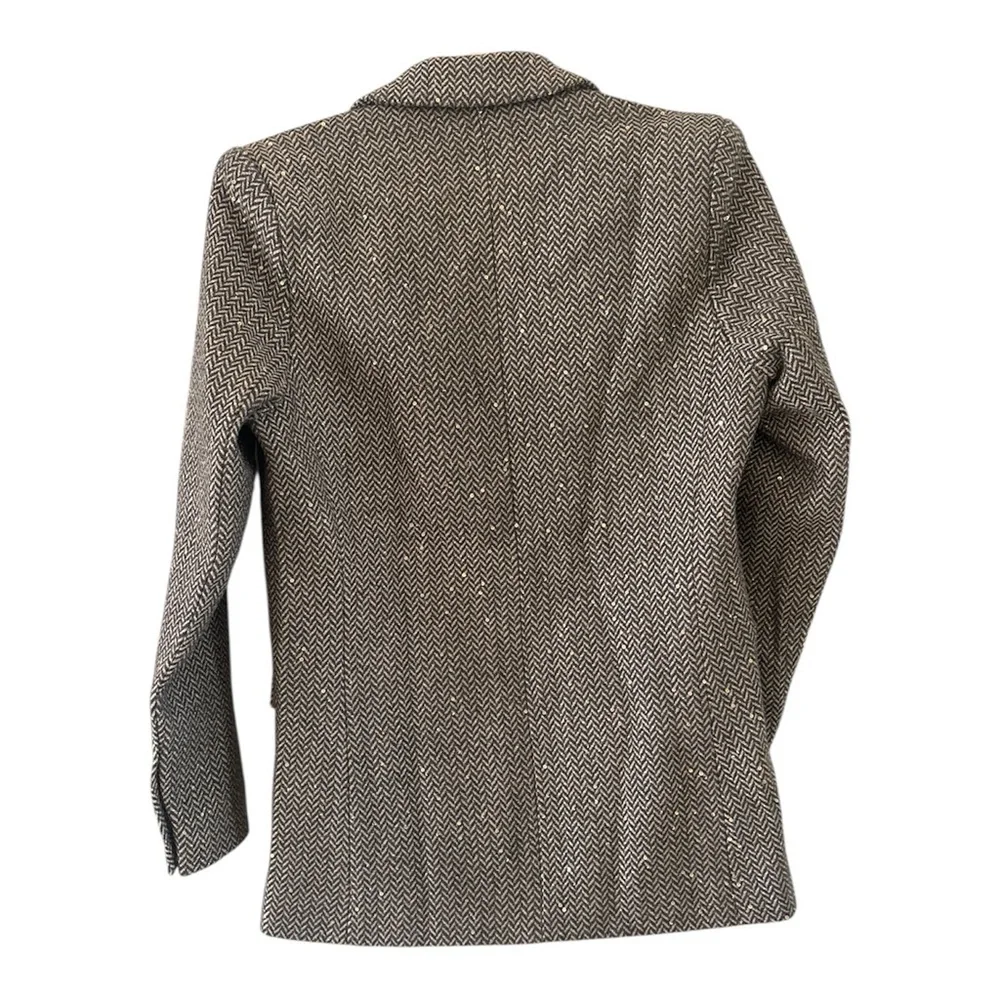 Sandro  “Paule” Sequin Herringbone Blazer Brown Tweed Statement Jacket 2 / M / 6 - Picture 6 of 12